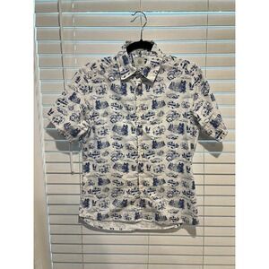 Taylor Stitch Mens Short Sleeve Button Down Shirt Size 38 S Print‎
